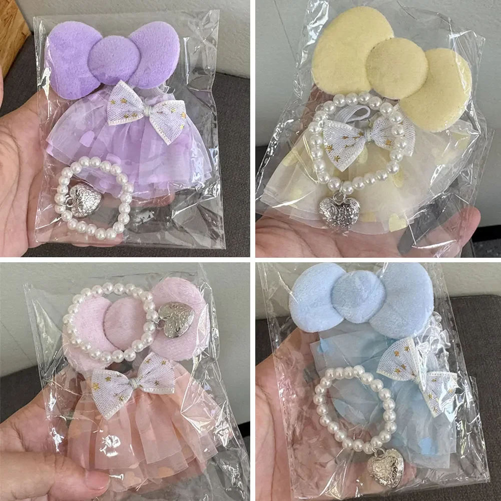 Doll Clothes Accessories for 17cm Labubu Doll Cute Yarn Skirt/Necklace /Hair Ornaments Kits Doll Dress Up 3pcs/set
