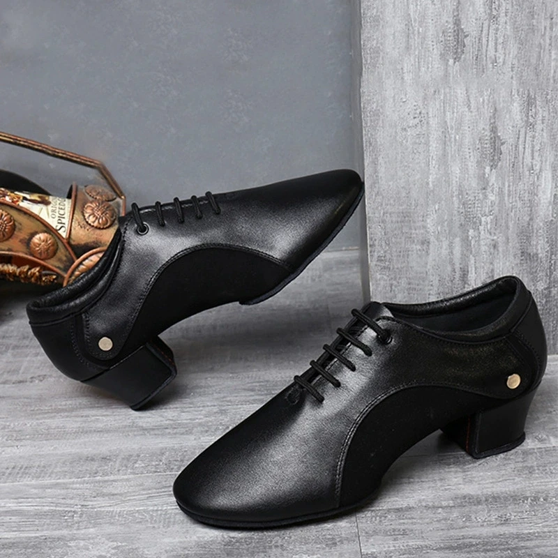 Men Latin Dance Shoes Anti Slip Square Social Ballroom Dancing Shoes Boy Practice Shoes Tango Genuine Leather Sneakers view 6