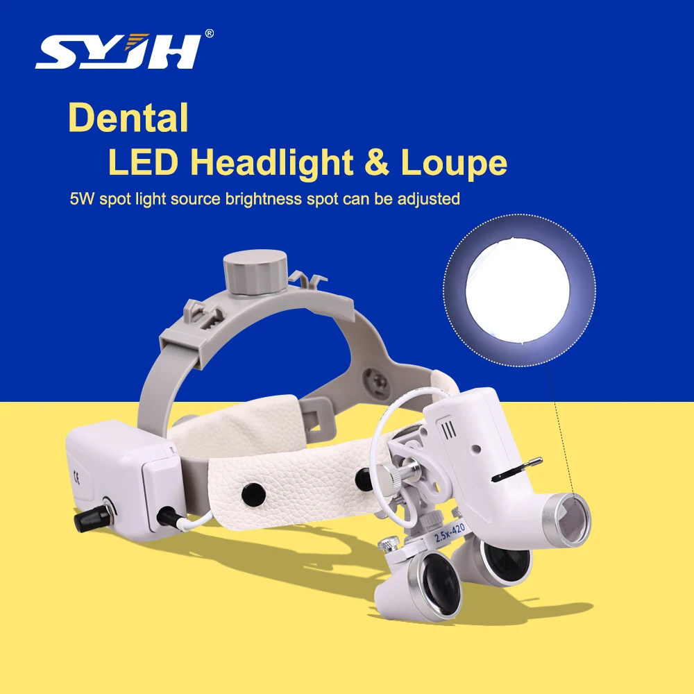 

SYJH Dental Binocular Magnifier Loupes 2.5x/3.5x With 5W Focusing Headlight Spot Ajustable LED Surgical Loupes Dental Lab Tool