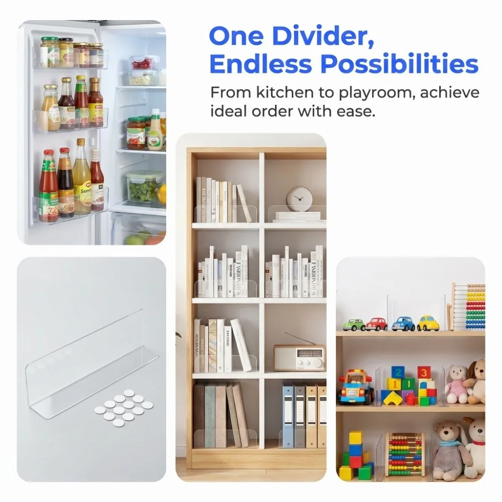 5Pcs Transparent Shelf Divider Panels Clear View 20/30/40cm Supermarket Shelf Dividers Heavy-Duty L-Shaped Under Couch Blocker