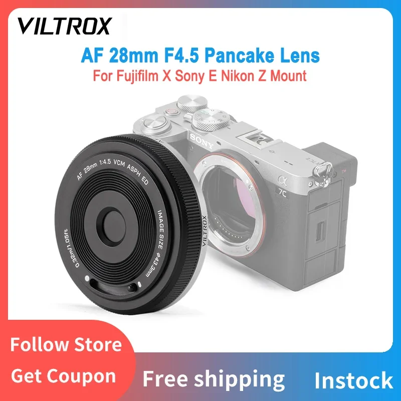 

Viltrox AF 28mm F4.5 Ultra-Thin Pancake Lens Autofocus Chips-Size Full Frame Wide Angle Lens For Fujifilm X Sony E Nikon Z Mount
