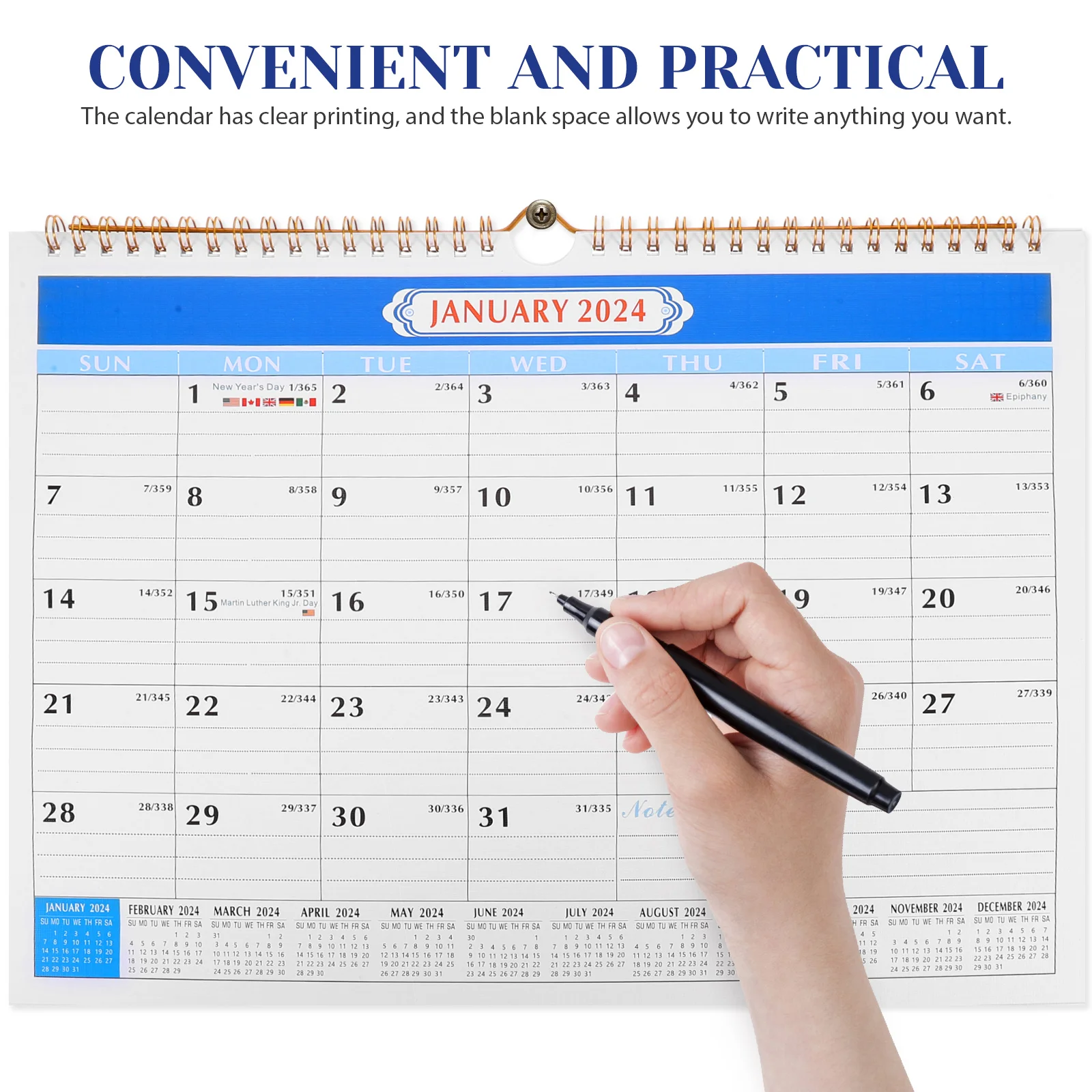 

Wall Calendar 2024 2025 Daily Hanging Monthly Large Calendars Home Office Decor Clear Printed Design Practical Use Household
