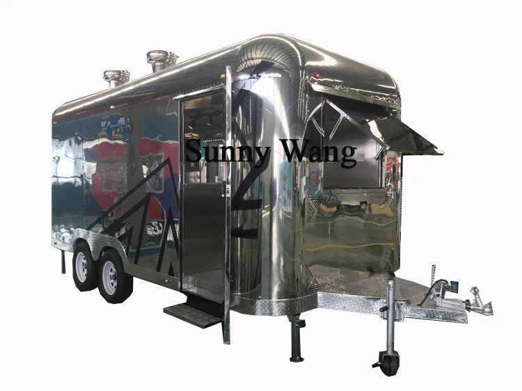 Baja tahan karat kualitas tinggi Ponsel baja tahan karat Trailer MAKANAN TRUK jagung es krim keranjang dengan roda