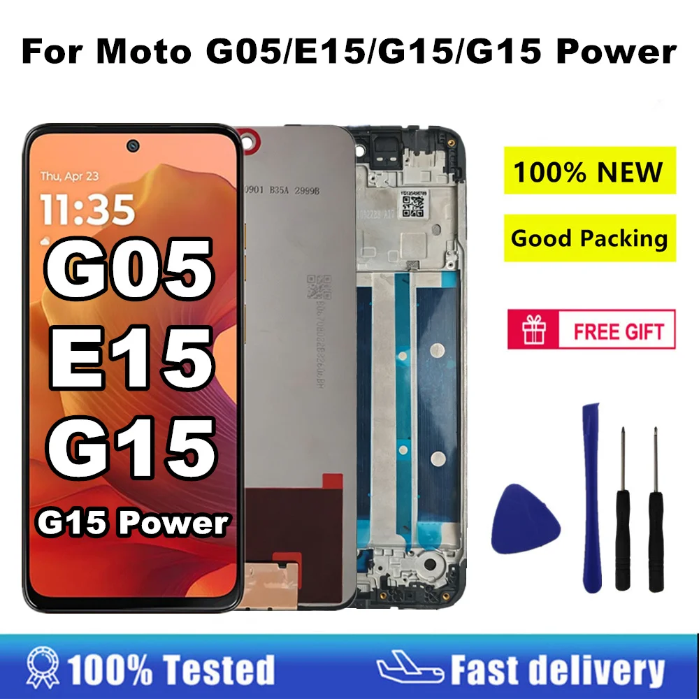 LCD For Motorola Moto G05 E15 G15 LCD Display Touch Screen Digiziter For Motorola Moto G15 Power Display Screen With Frame
