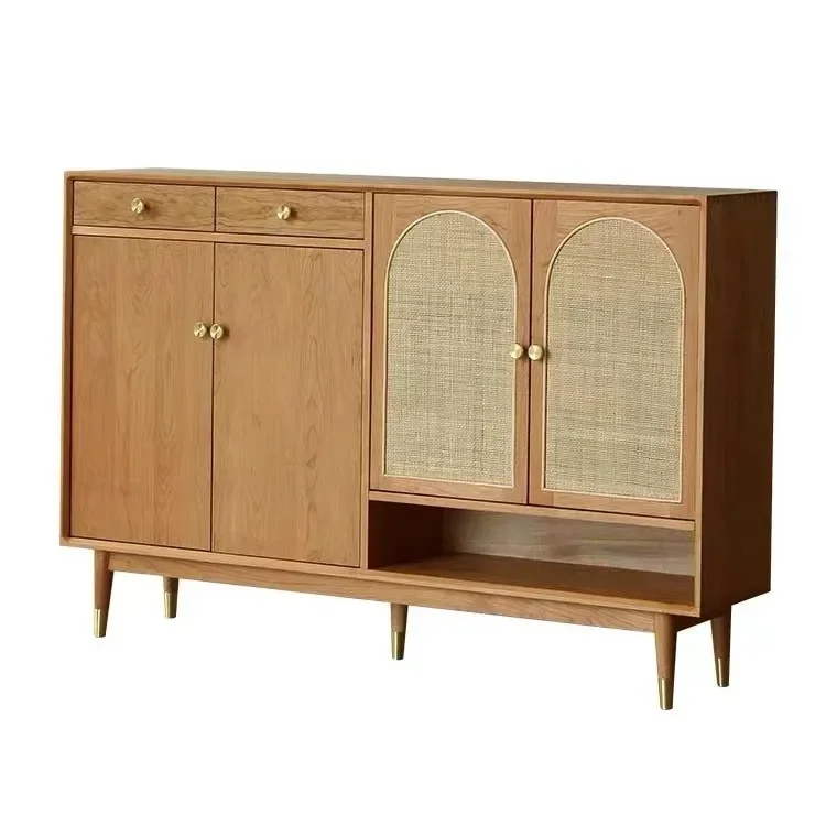 Nordic Japanese-style solid wood shoe cabinet, foyer cabinet household modern simple cherry wood large-capacity storage cabinet