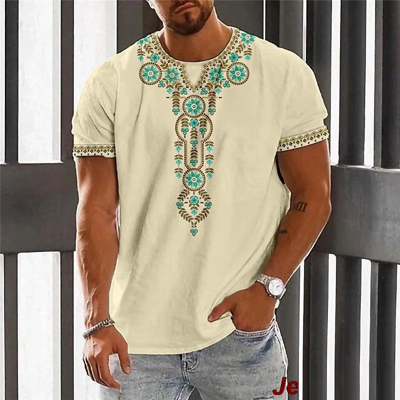 Vintage Ethnic T-shirt 3D Print Clothing O-Neck Men Tops Oversized Short Sleeve Tee Summer Loose Male Streetwear Man Clothes