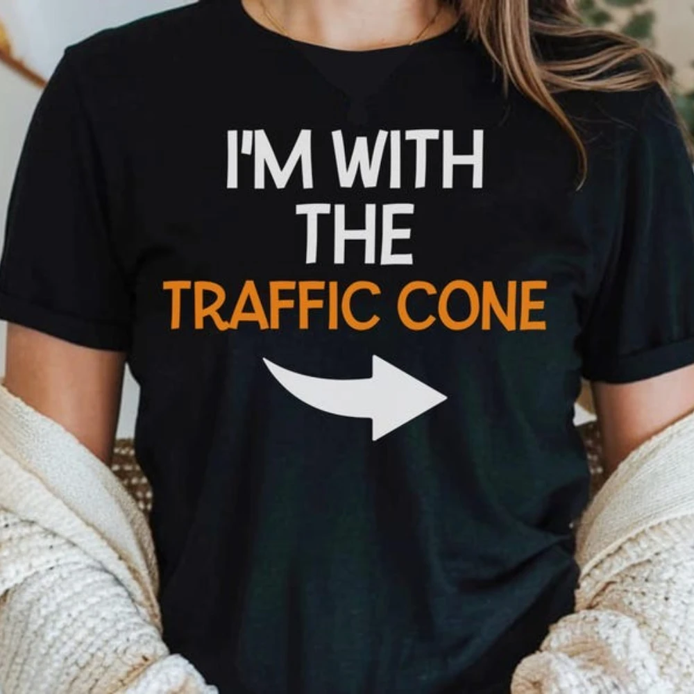 

Traffic Cone Meme Halloween Shirt Funny Couple Costume Matching Cotton Breathable Tees for Him and Her with Design‌ T-shirts