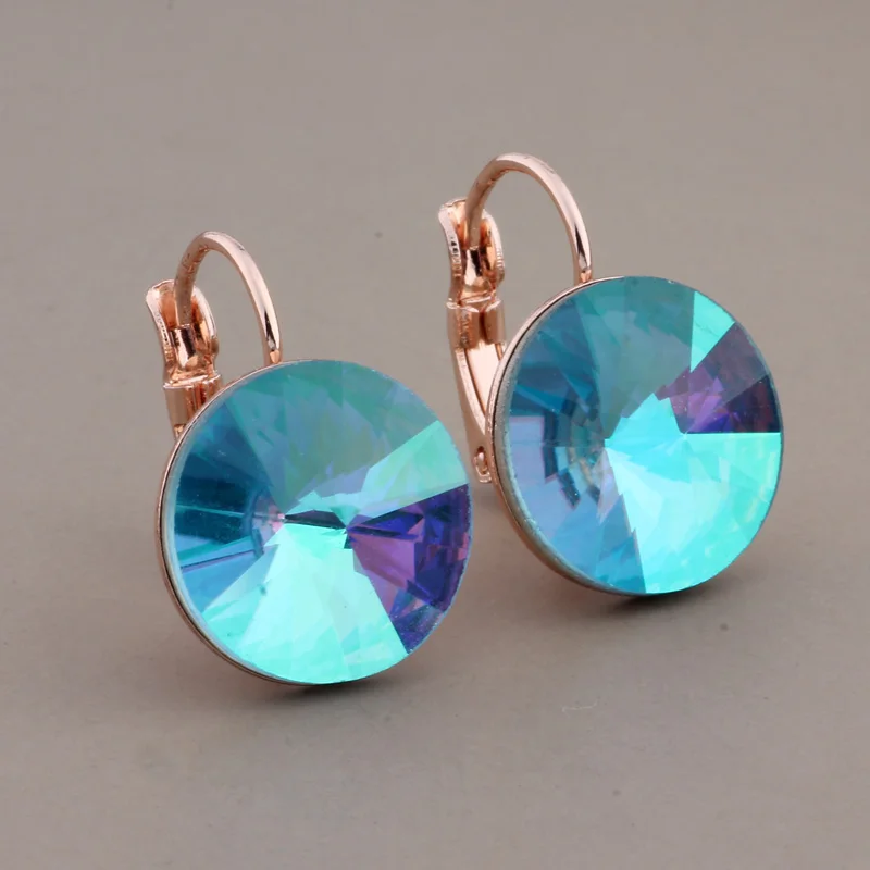 New Trend 14mm Round Geometry Drop Earrings for Women 585 Rose Gold Color Wedding Unusual Earrings Fashion Jewelry