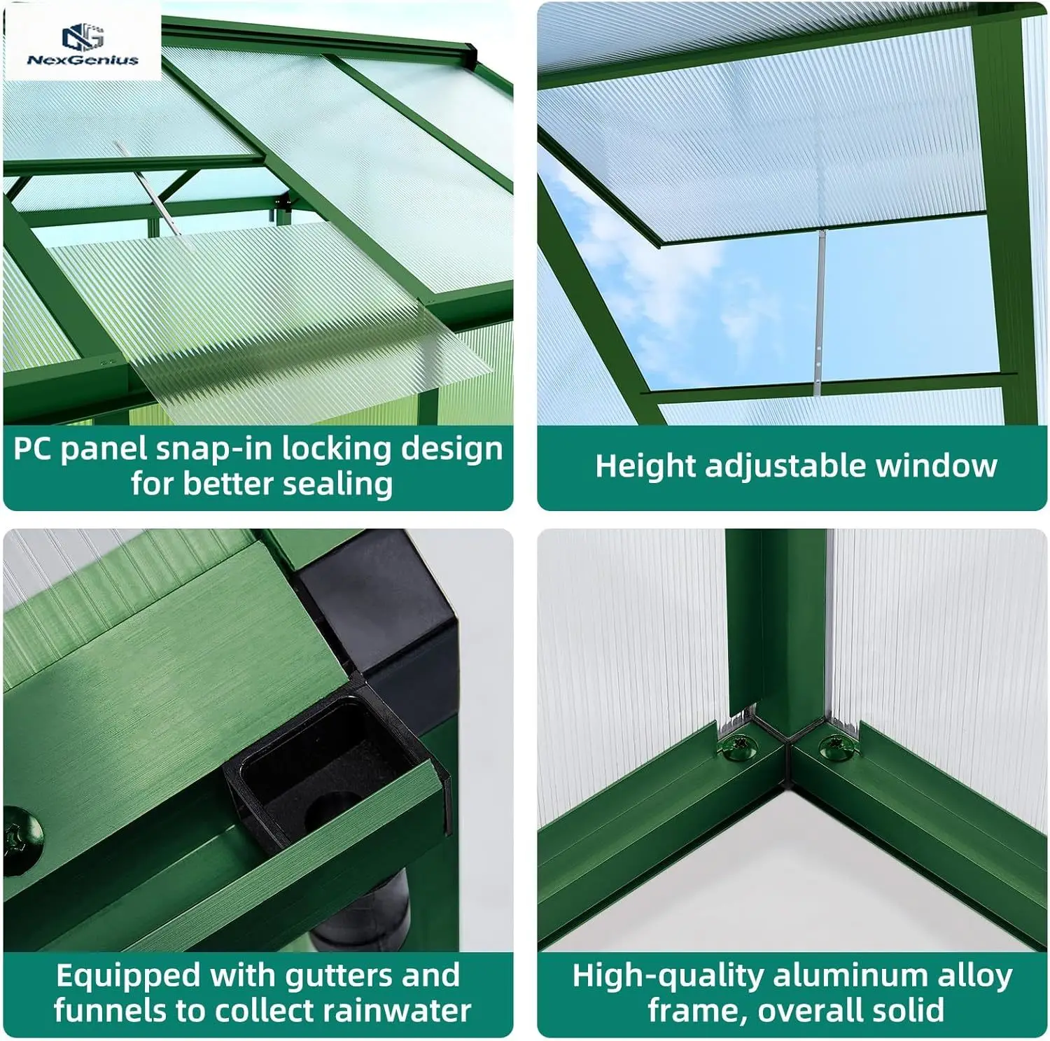 

Теплица 6x10 футов - Алюминиевая теплица для улицы, большая поликарбонатная теплица с вентиляционным люком, сверхпрочная теплица с возможностью входа.