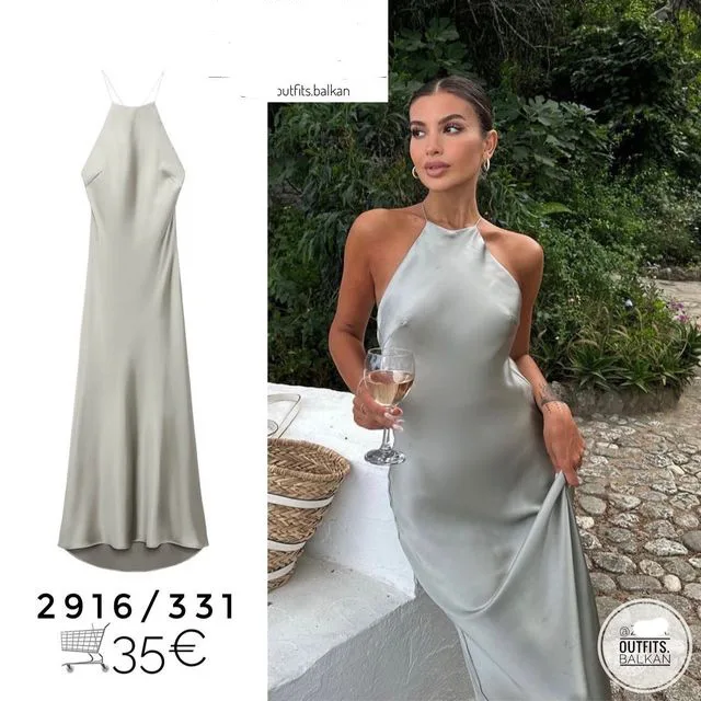 

Suspender Silk Satin Texture Dress 2025 European and American Women's Clothing