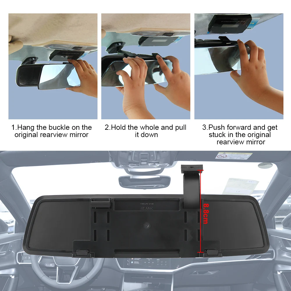 3000R Micro Curvature Lens Anti-glare Wide-angle Blue Frameless Mirror 2.5D Full Creen HD Glass Car Interior Rear View Mirror