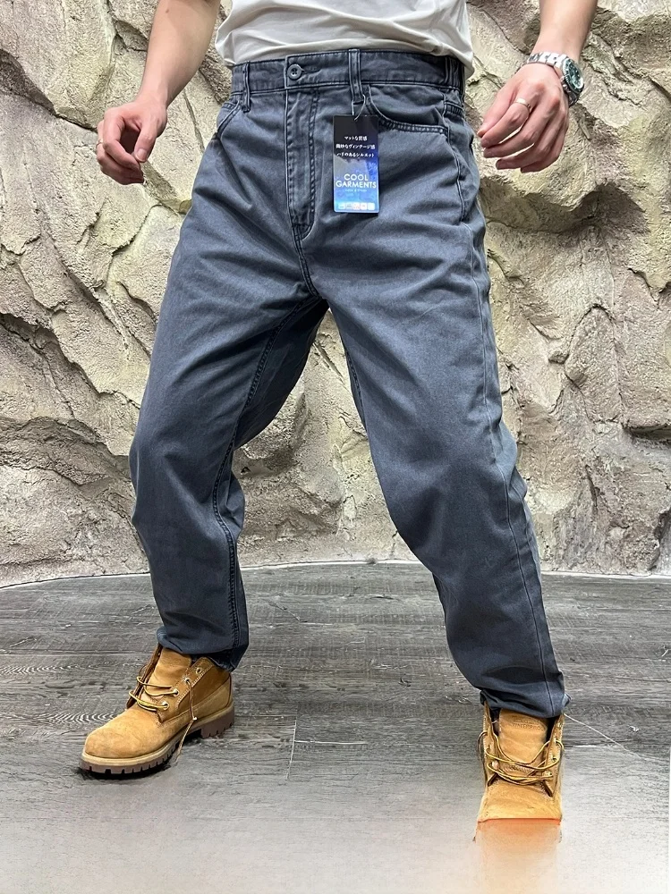 

Faionable Waed Cotton Denim Jeans Men's Loose Fit Comfortable Breathable Casual Straight Leg Trousers Autumn Winter