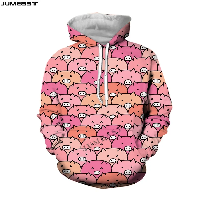 Jumeast Men Women 3D Sweatshirt Male Cartoon Animal Pig Elephant Penguin Long Sleeve Cap Hoody Harajuku Sport Pullover Hoodies