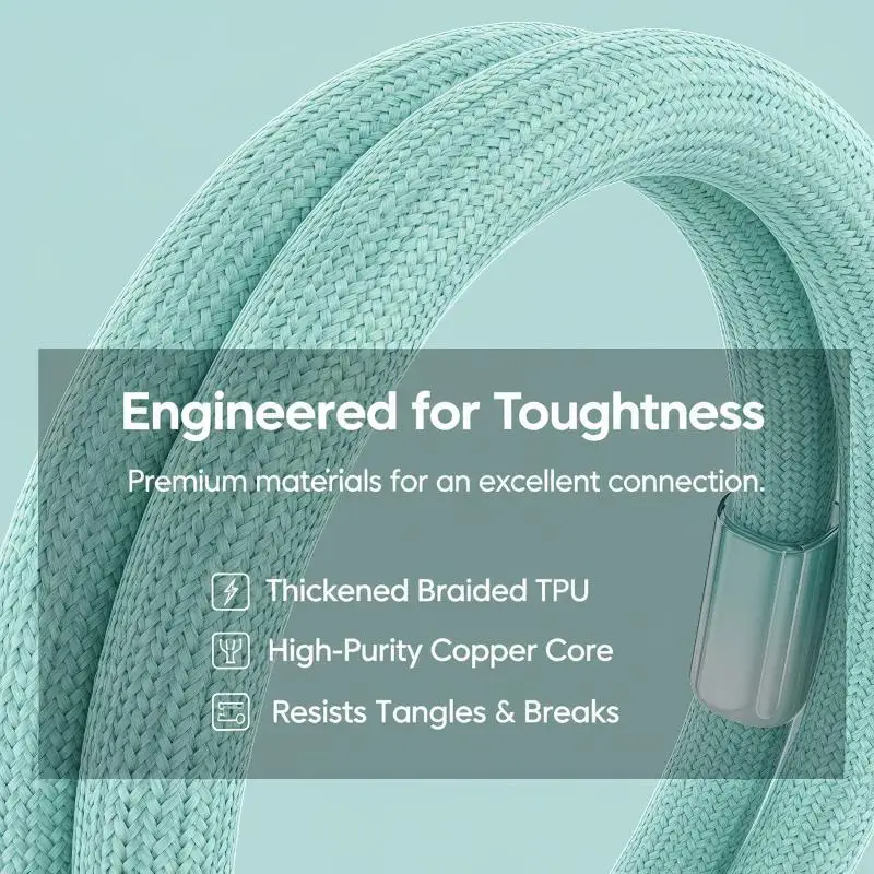 6A Braided USB C Charging Cable Super Fast Charging Crystal Clear Design