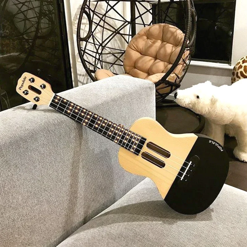 MUSIC PASSWORD 23 Inch Populele Smart Ukulele with APP Controlled LED Light Bluetooth Connect Ukulele Guitar Musical Instrumen