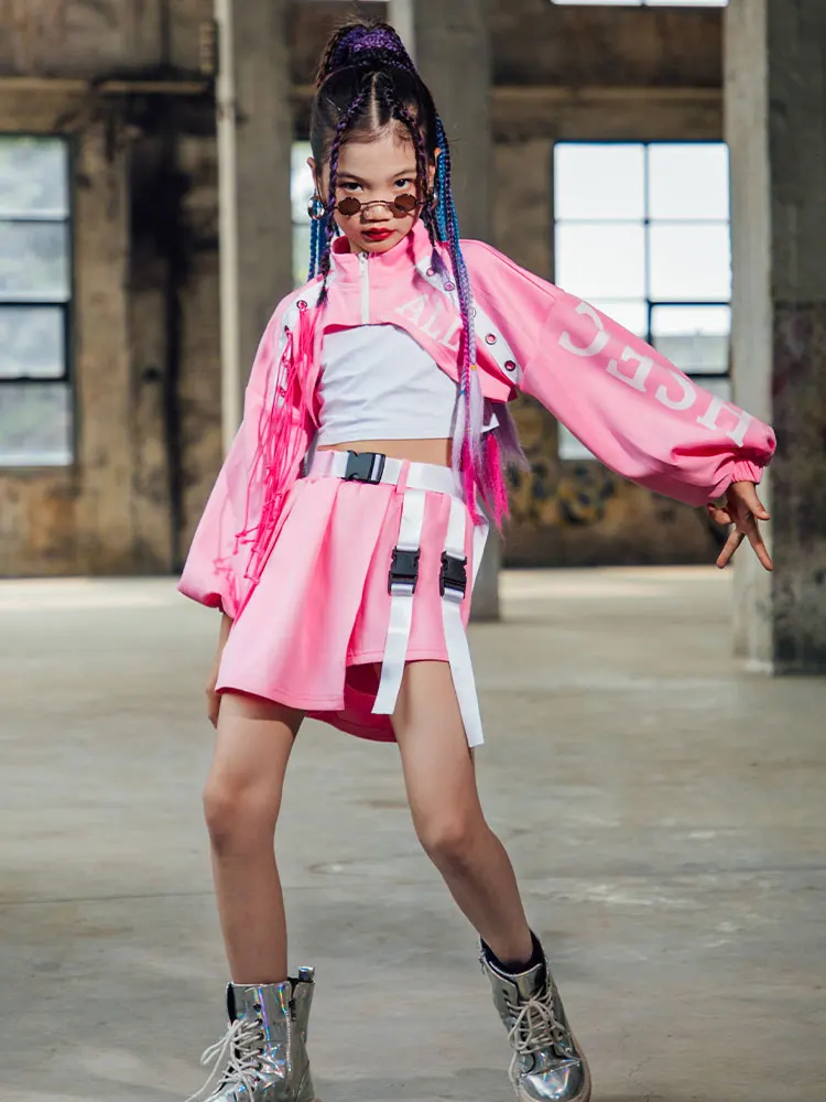 Hip-hop Fashion Costume Cool Children\'s Runway Wear K-pop Stage Girls\' Fashionable Outfit Jazz Dance Performance Suit Kids