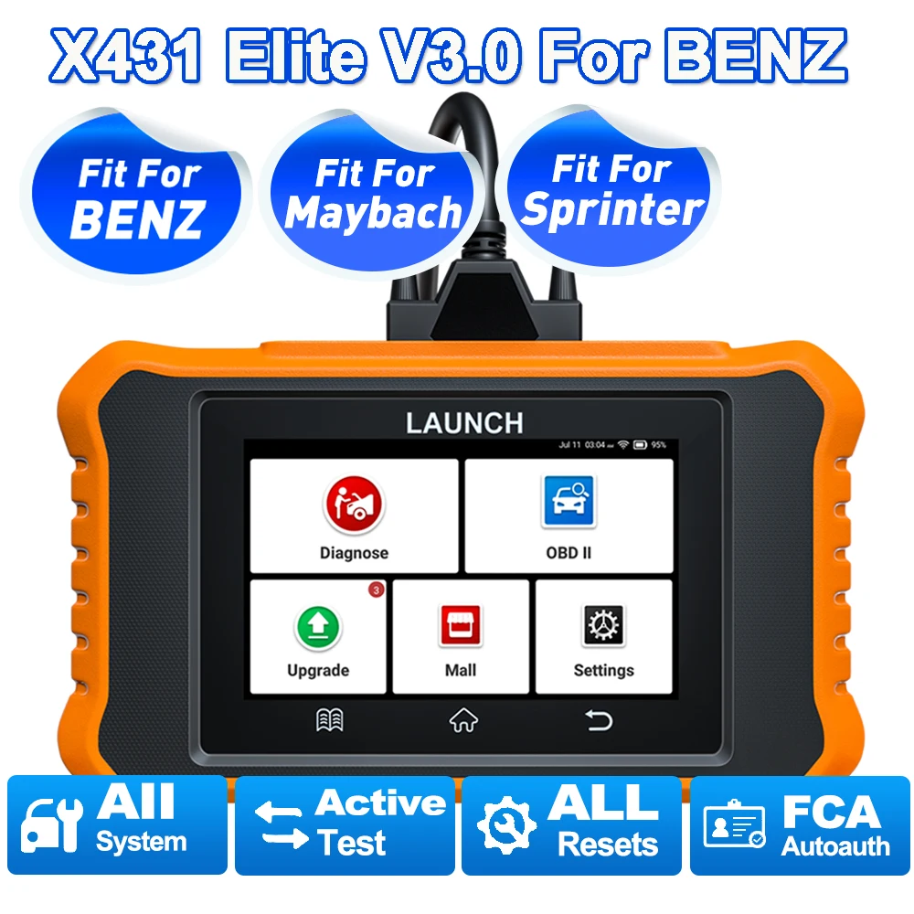LAUNCH Creader Elite V3.0 pour scanner OBD2 Benz, outil bidirectionnel pour tous les systèmes, tous les réinitialisages, codage ECU pour Maybach pour Sprinter