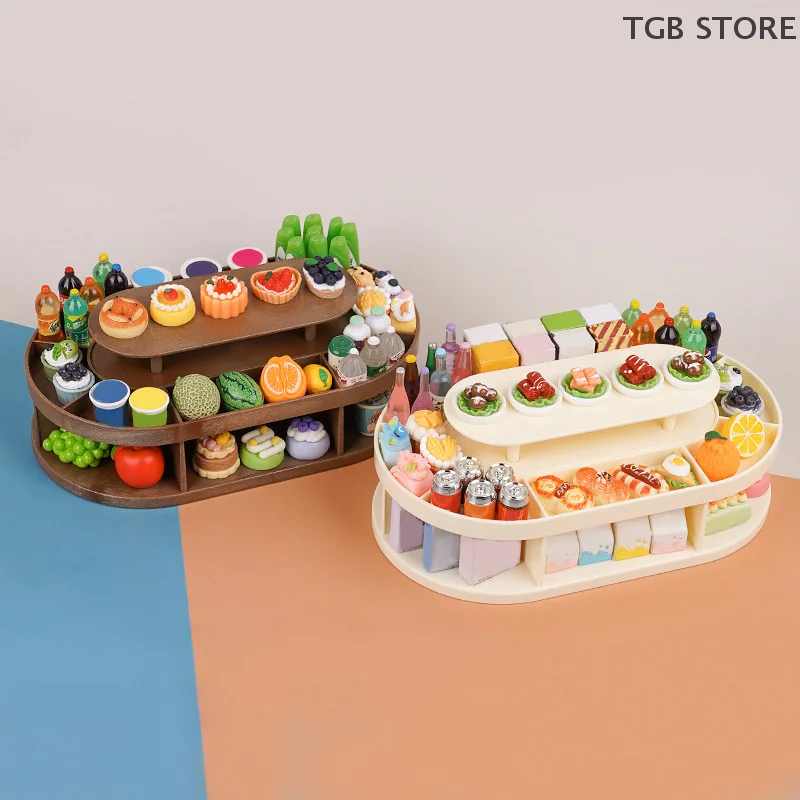 1Pcs Miniature Fruit Display Rack Dessert Stand Beverage 1:12 Dollhouse Supermarket Model Decor Toy Doll House Accessories