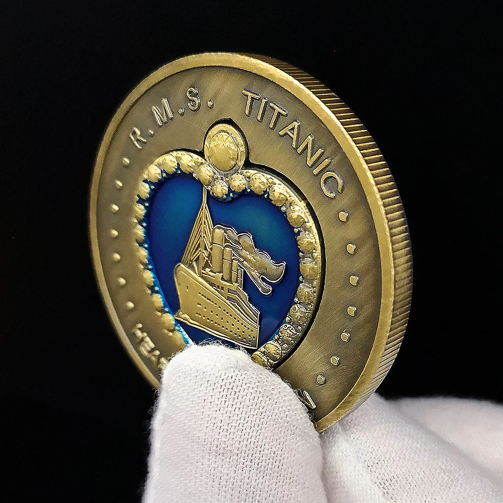 مجموعة RMS Titanic Collection عملة معدنية مطلية بالبرونز قابلة للفصل مجموعة قلب المحيط عملة زوجين رمز الحب هدية صغيرة