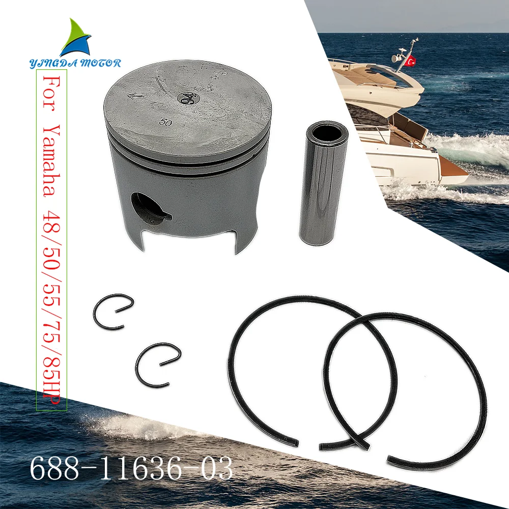 High Quality Piston Set (0.50mm O/S) 688-11636 for Yamaha Outboard 48HP 50HP 55HP 75HP 85HP 688-11636-02 688-11636-01 82.5mm