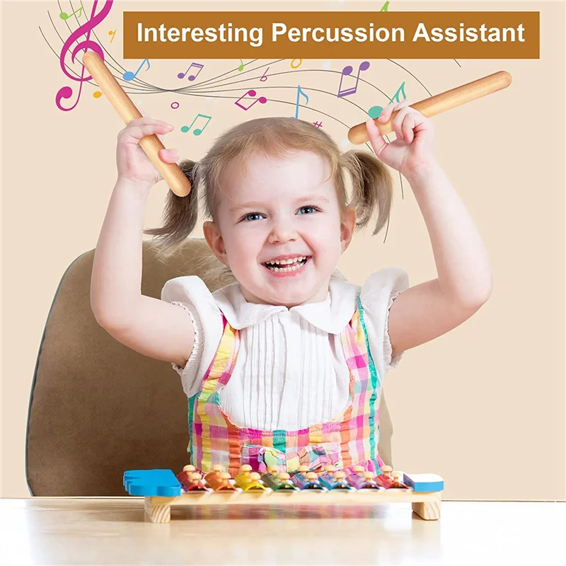 Y49A-60Pieces palos de ritmo para niños de 8 pulgadas palos de música Lummi claves de madera clásicas instrumento de percusión Musical palos musicales