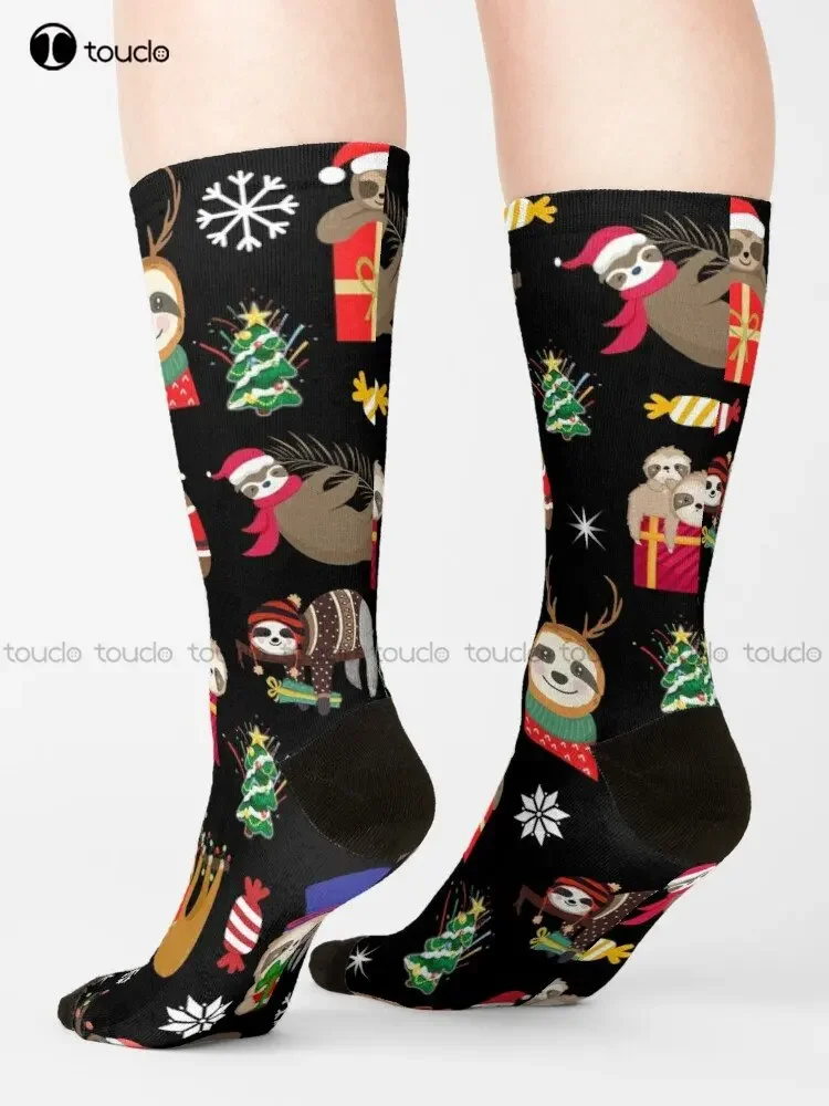 Sloth Christmas Socks Novelty Socks For Women Personalized Custom Unisex Adult Teen Youth Socks Custom Gift Streetwear Funny