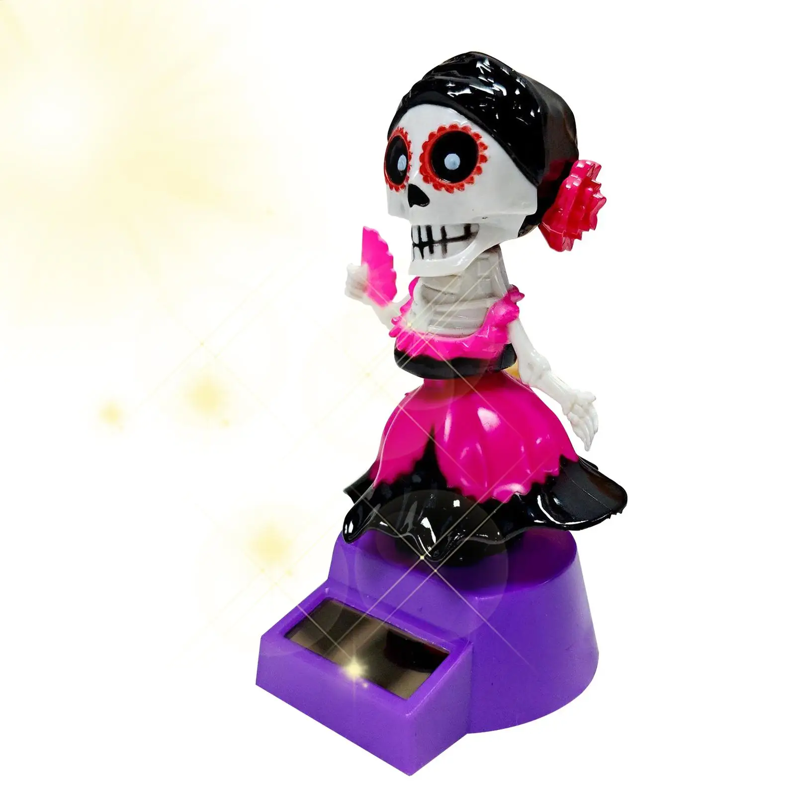

Skeleton Car Decor Car Dashboard Decorations Solar-Powered Shaking Head Doll Ornament For Interior Desktop Computer Home Men