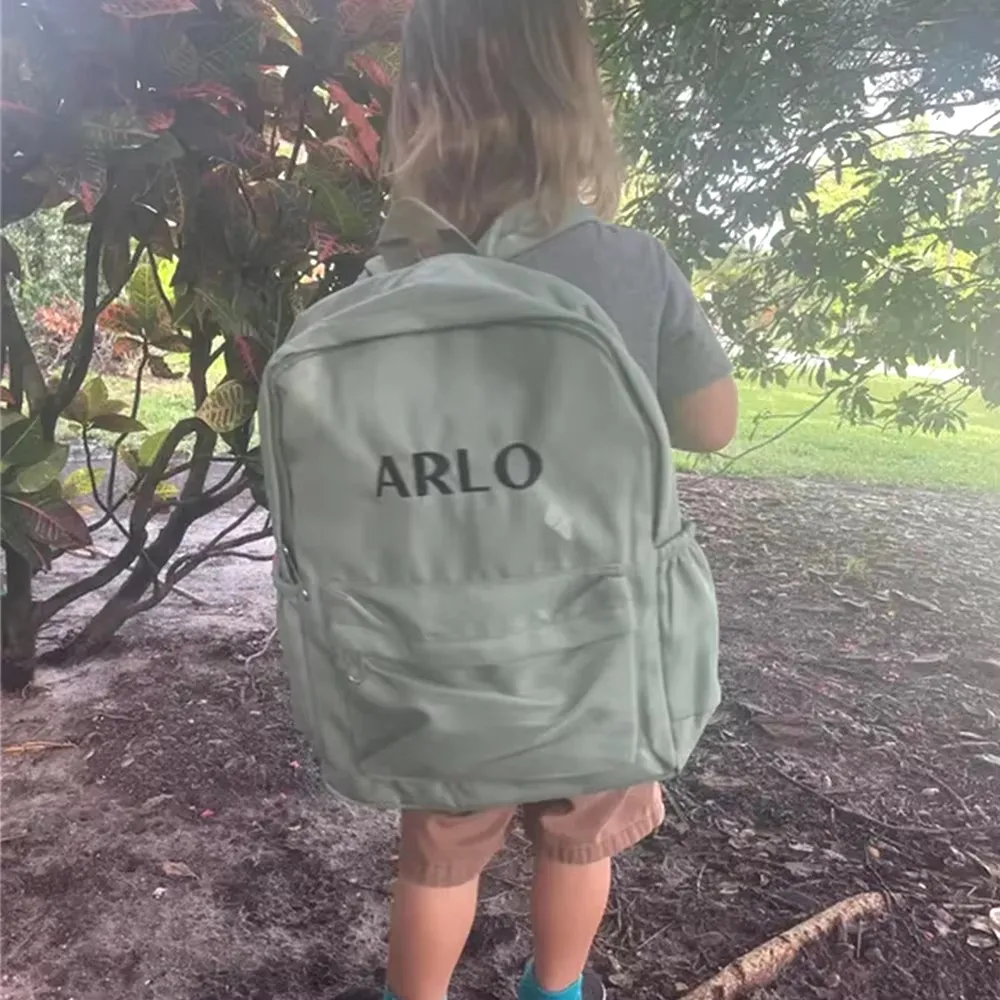 Personalized Name Student Outdoor Backpacks Nylon Large Capacity Girls' Backpacks Custom Embroidered Name Solid Color Backpacks