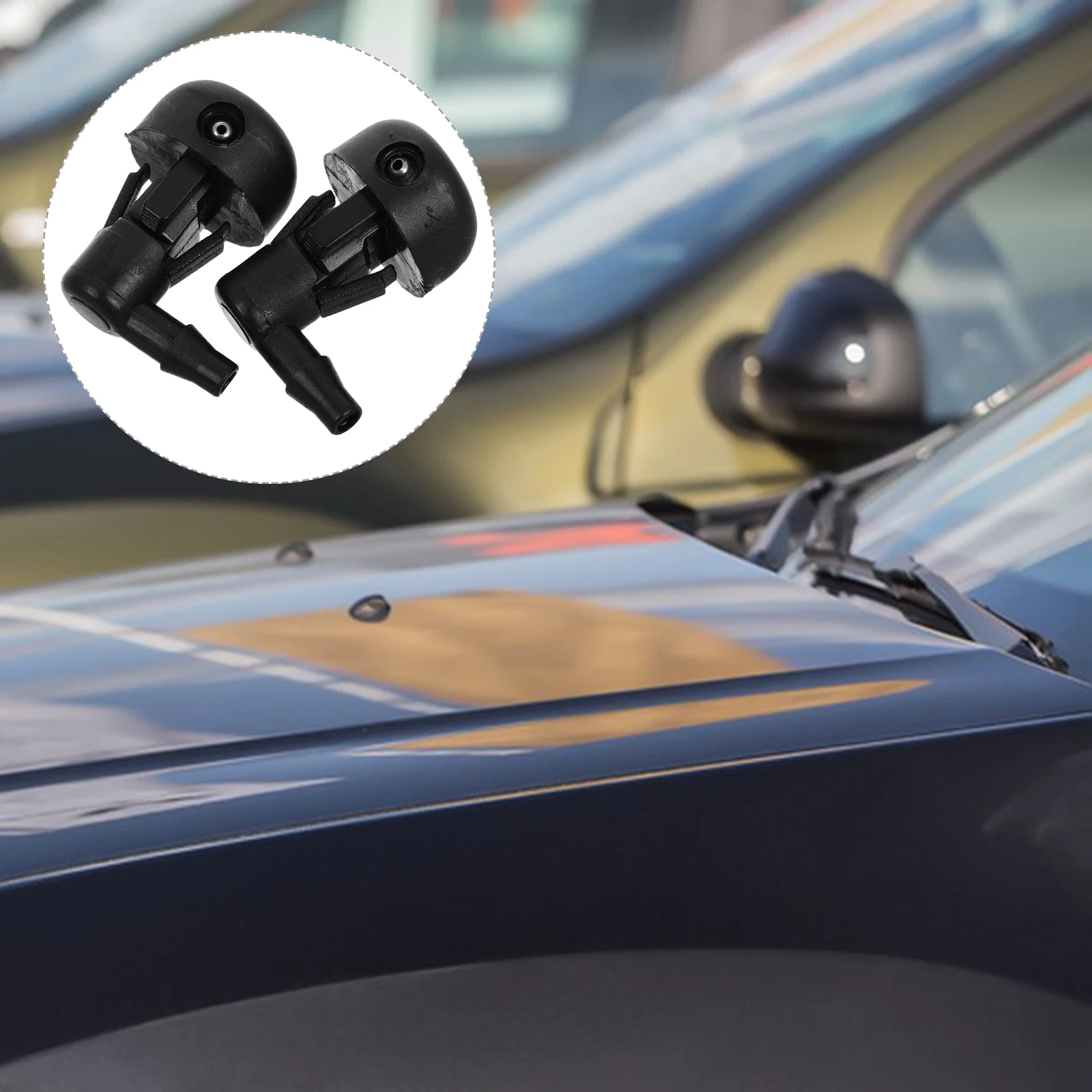 

2pcs Car Cleaning Nozzle High Efficiency Front Windshield Washer Black Durable Material Precise Spray Clog Resistant Design