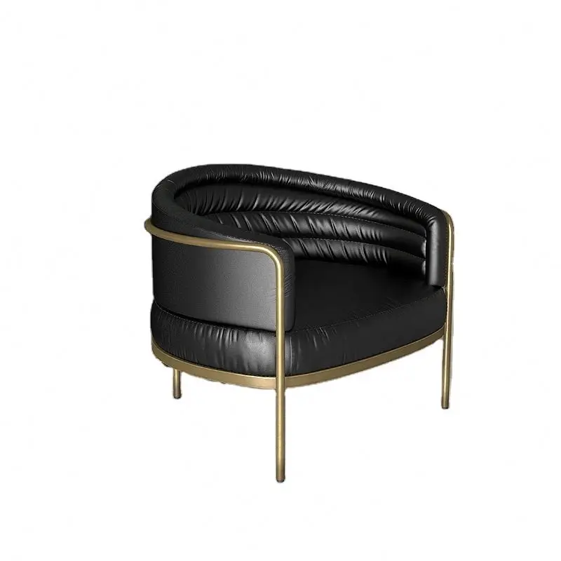 rj-Nordic Light Luxury Metal Legs Designer Leisure Chair Technology Cloth Leather Armchair Sofa Chair for Living Room!