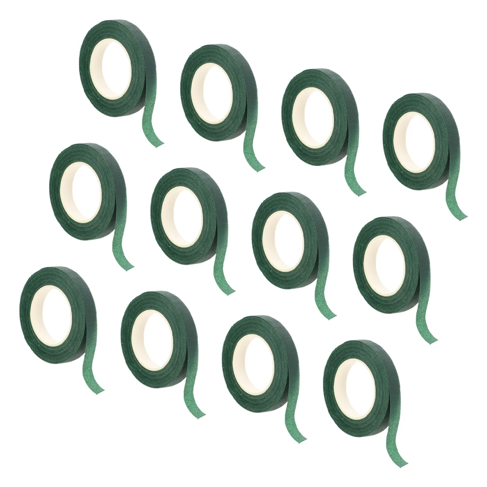 

12 Rolls Floral Tape Bouquet Packaging Crepe Paper Artificial Flowers Green DIY Supplies Wedding Decor Gardening Accessories