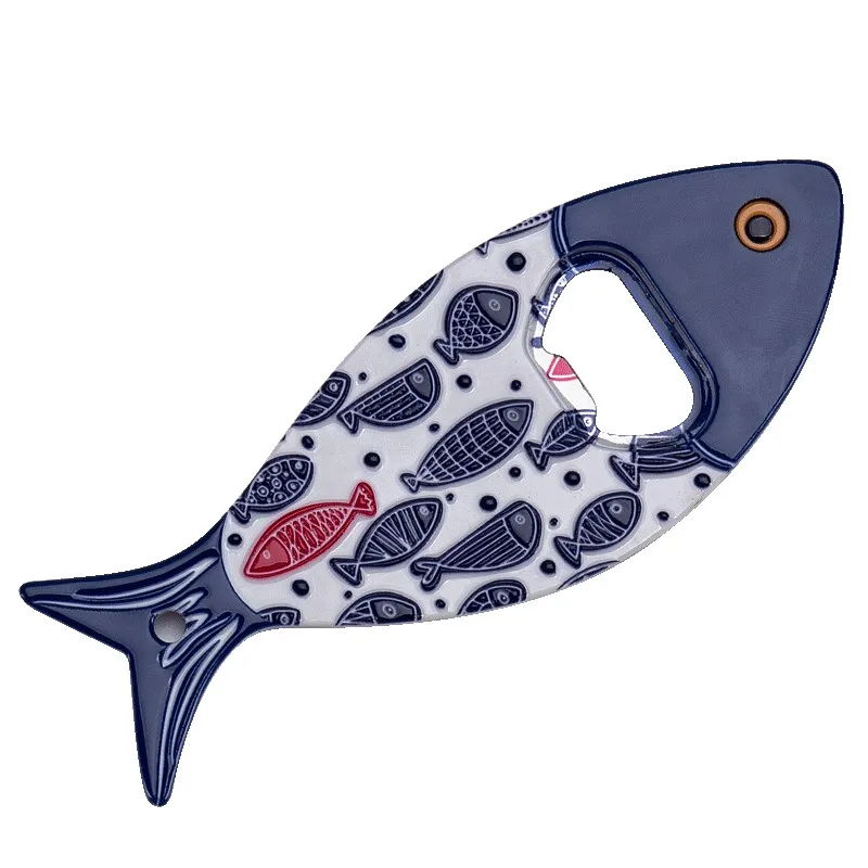 Creative Plastic Fish Shaped Bottle Opener Home Decoration Refrigerator Sticker Embossed Texture 3D Refrigerator Sticker ZI701
