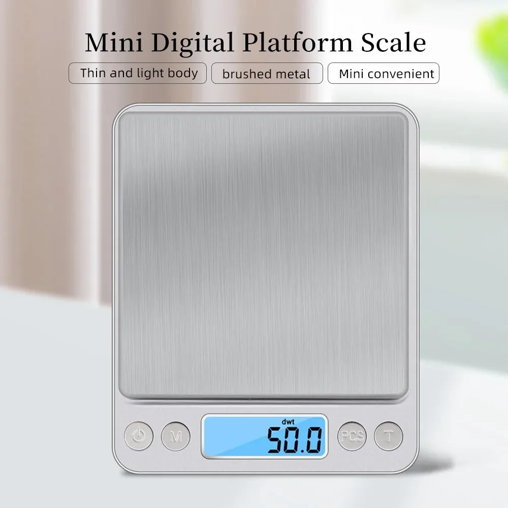 Electronic Scales Mini Digital Kitchen Scale Pocket Stainless Steel Precision Jewelry Electronic Balance 0.1/3kg Scale Waage Bar