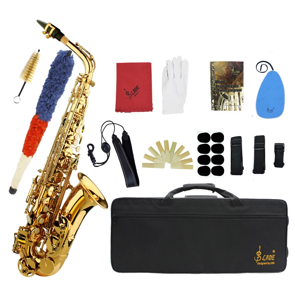 SLADE Alto Saxophone Eb E Flat Brass Body Sax Professional Saxofone Woodwind Instrument With Case Reed Sax Parts & Accessories