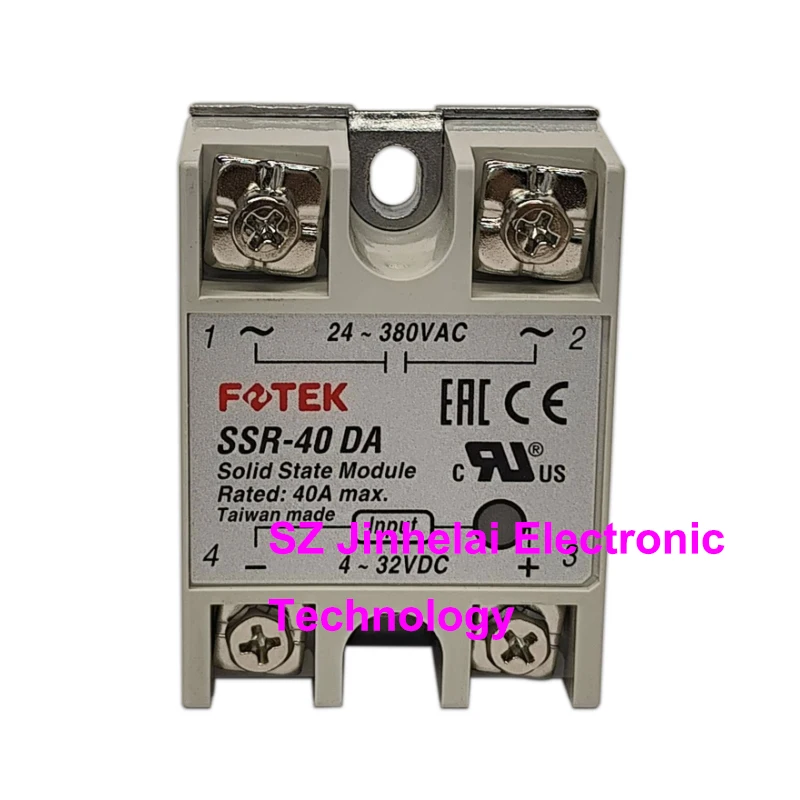 100% New and Original  SSR-40DA  FOTEK SOLID STATE RELAY 4-32VDC  24-380VAC  40A