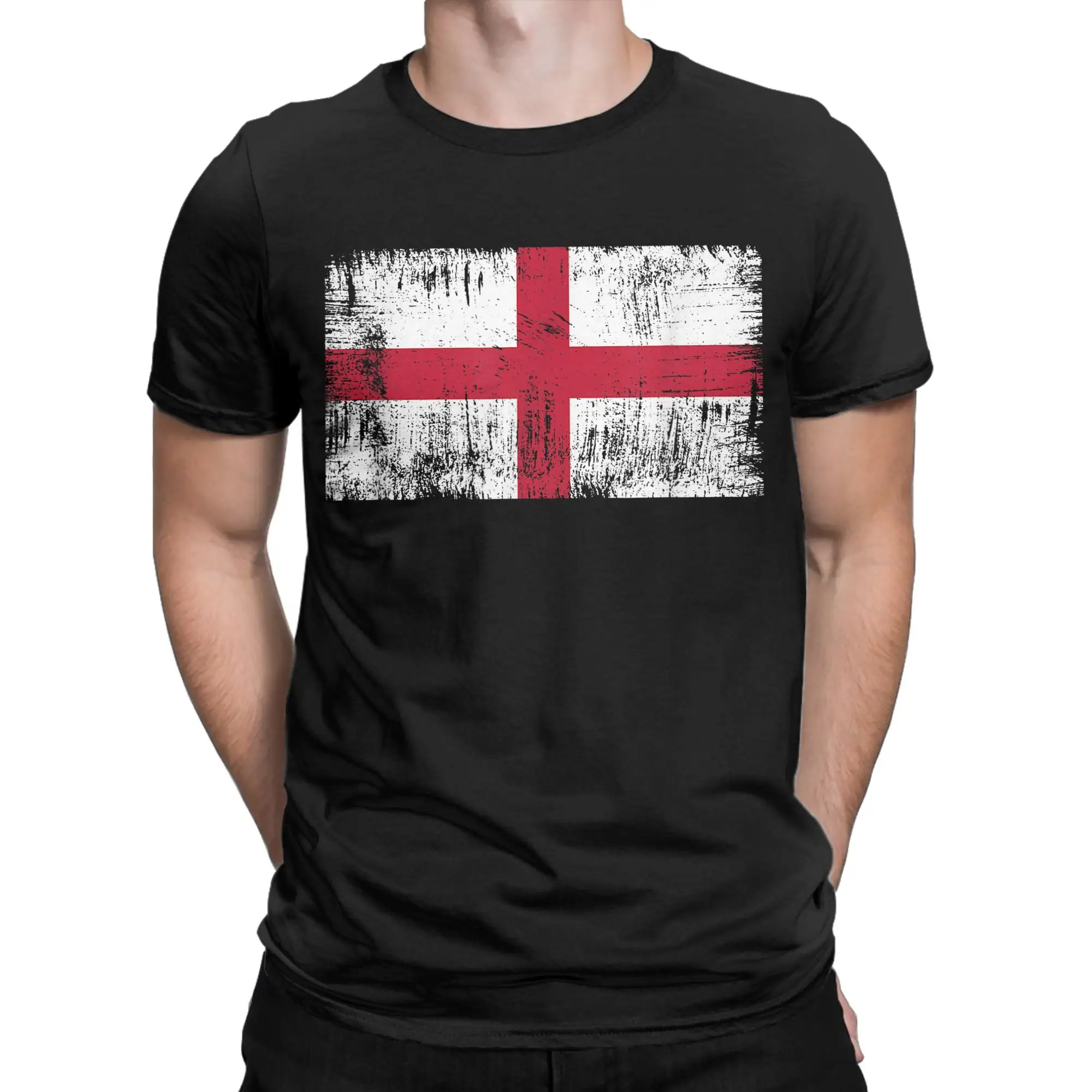 Men T-Shirt England St Georges Cross Flag English Vintage Cotton Tees Short Sleeve T Shirts Round Collar Clothing New Arrival