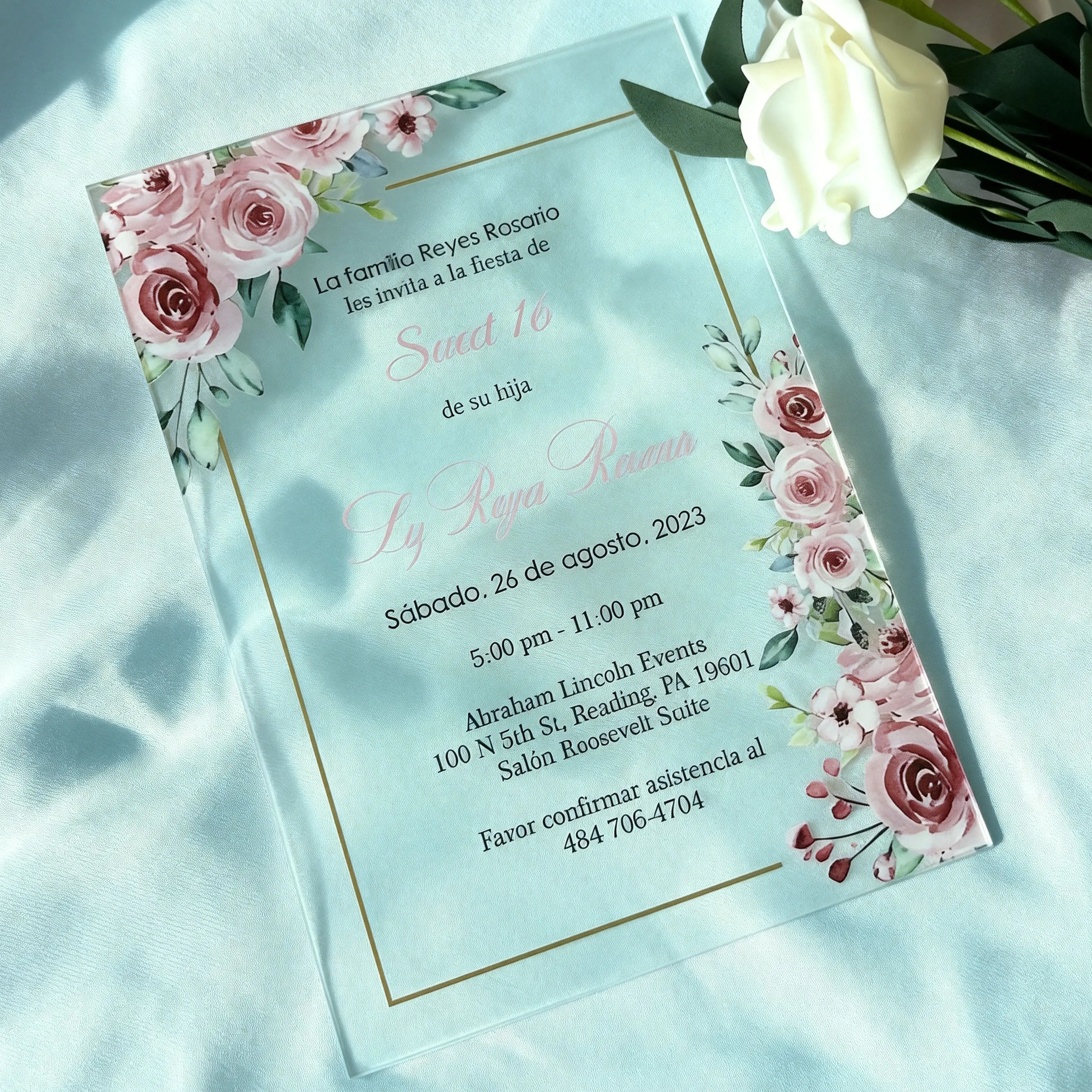 

10 шт. персонализированных прозрачных акриловых пригласительных открыток на свадьбу, индивидуальные приглашения на Quinceanera и день рождения, украшение для подарков