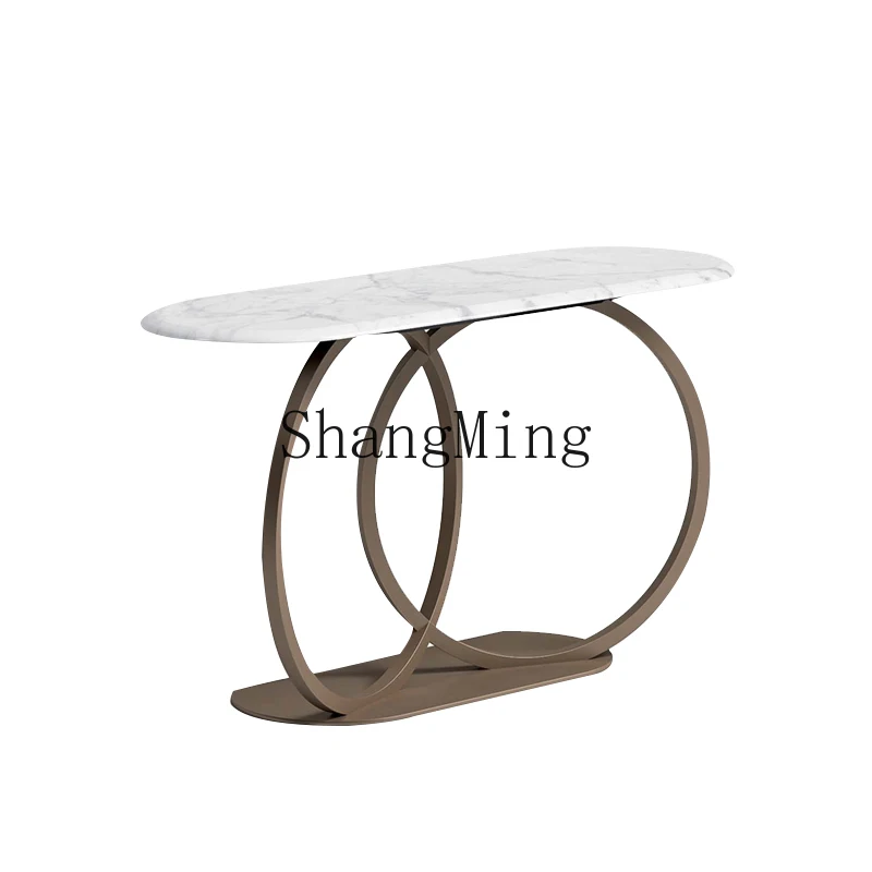 CLLuxury Entrance Table Modern Simple Stainless Steel Marble Decorative Shelf