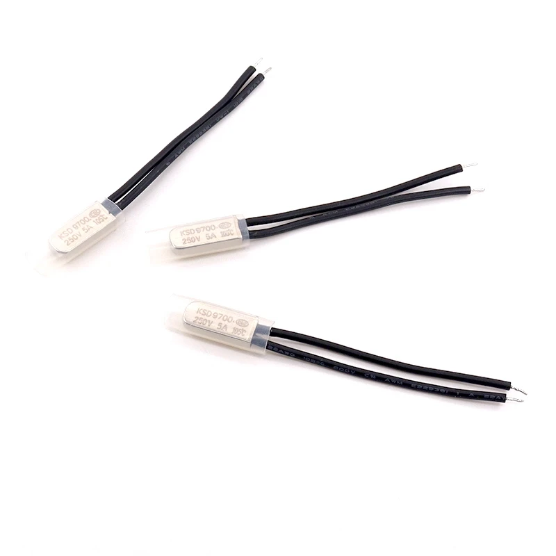 5 uds interruptor de temperatura KSD9700 250V 5A 15-150 ℃   Protector térmico del termostato de disco bimetálico normalmente cerrado/abierto de grados Celsius