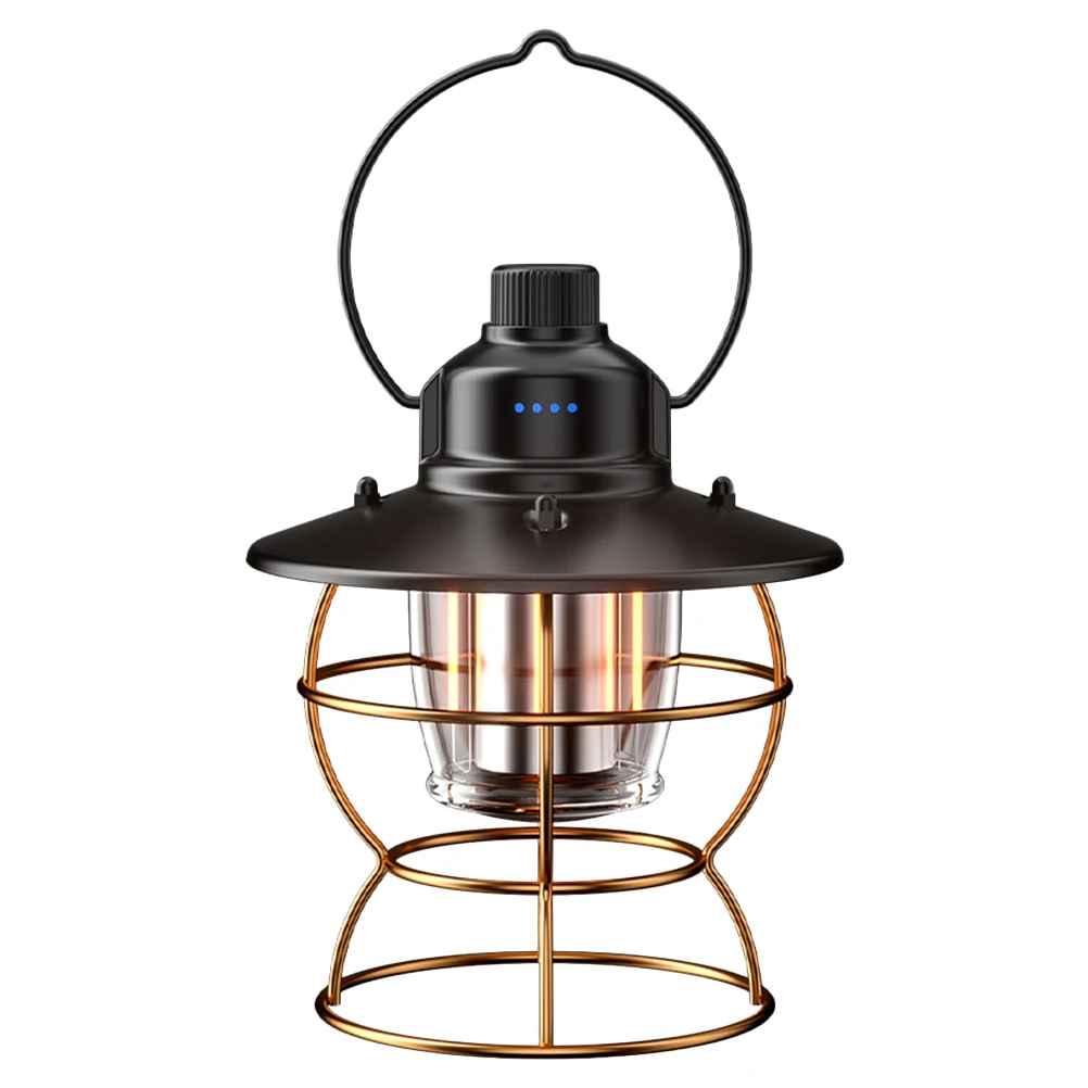 

Retro Camping Lantern Vintage LED Portable Light Rechargeable USB Handheld Lamp Outdoor Tent Accessory Brightness Adjustable