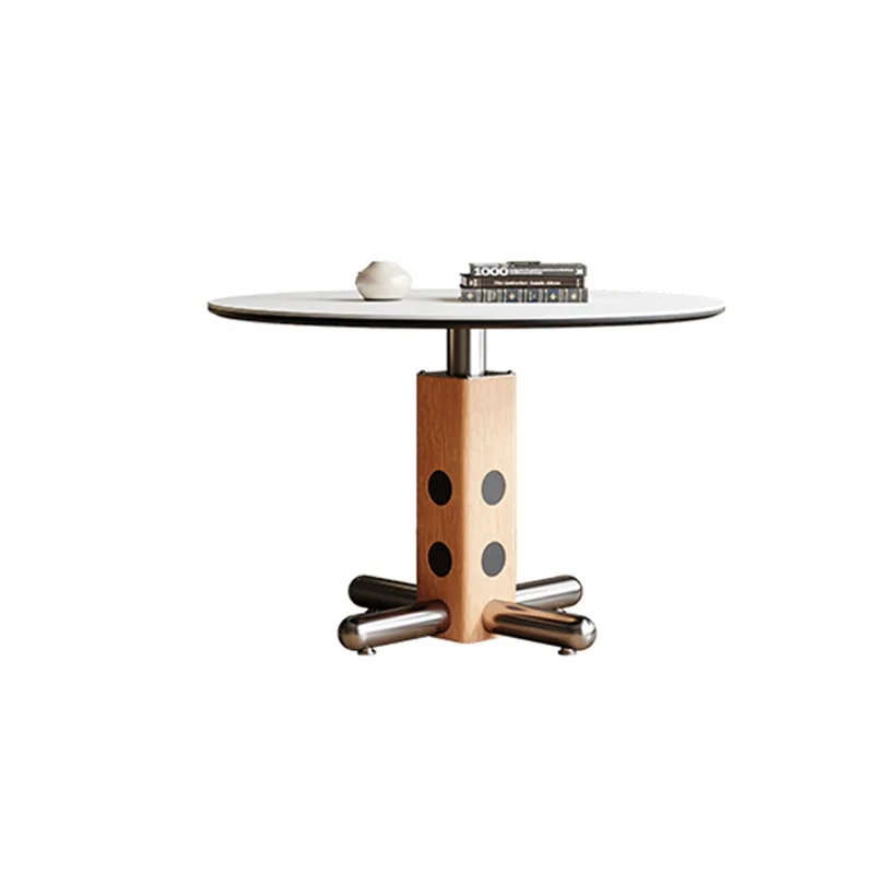 

Deli Feng rock slab round table French retro household small apartment Nordic Bauhaus medieval round rock slab dining table