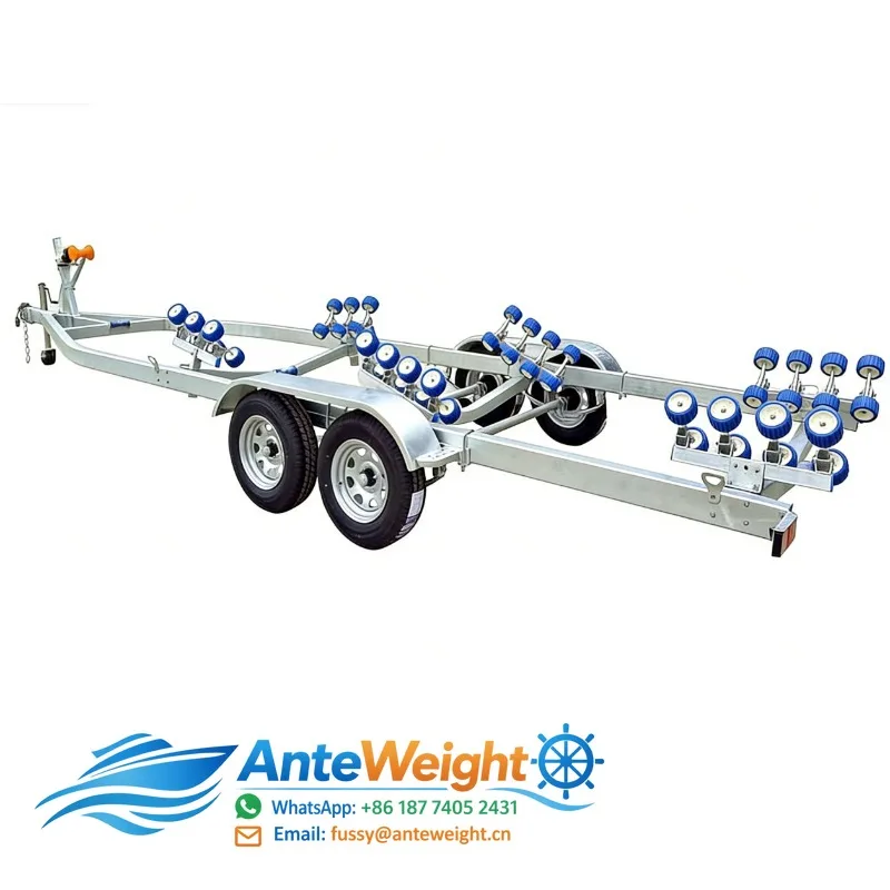 Galvanized Carbon Steel Tandem Axle Watercraft Boat Trailer FRP Yacht Trailer for  7.6m 8.5m Boat