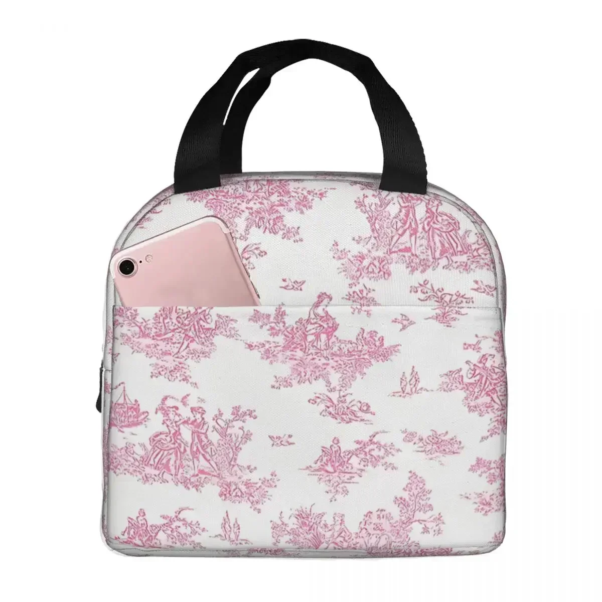 Chinoiserie Insulated Lunch Bags Cooler Bag Reusable Toile De Jouy Capacity Lunch Box Tote Food Storage Bags Office Outdoor