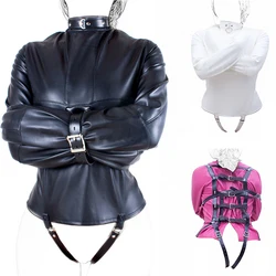 Female Pu Leather Adjustable Bound Bondage Straight jacket Coat Body Harness Women Roleplay Game Sex Toys for Adult Couple