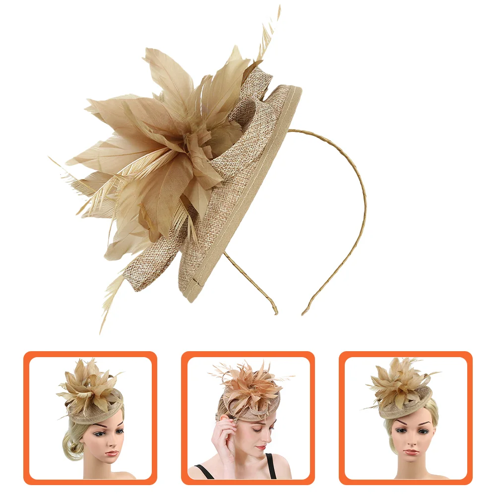 Women's Headbands Barrette Hat Fascinator Tea Hats for Fascinators Party Headgear Fasinators Hair Golden