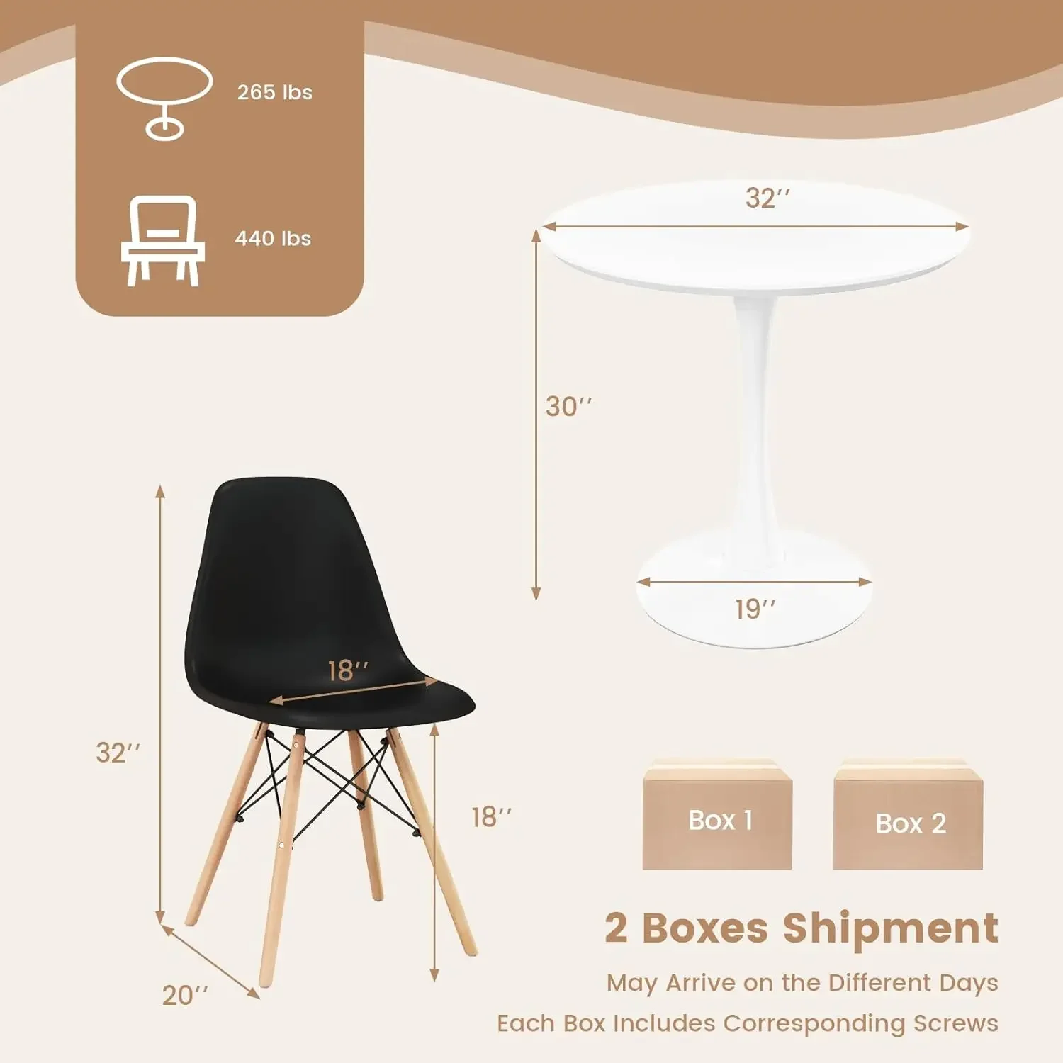 3-Piece Dining Table Set for 2 KitchenTableChairsSet withRound Table,Dining ChairsTableSetfor Small Spaces Dining Room Table Set