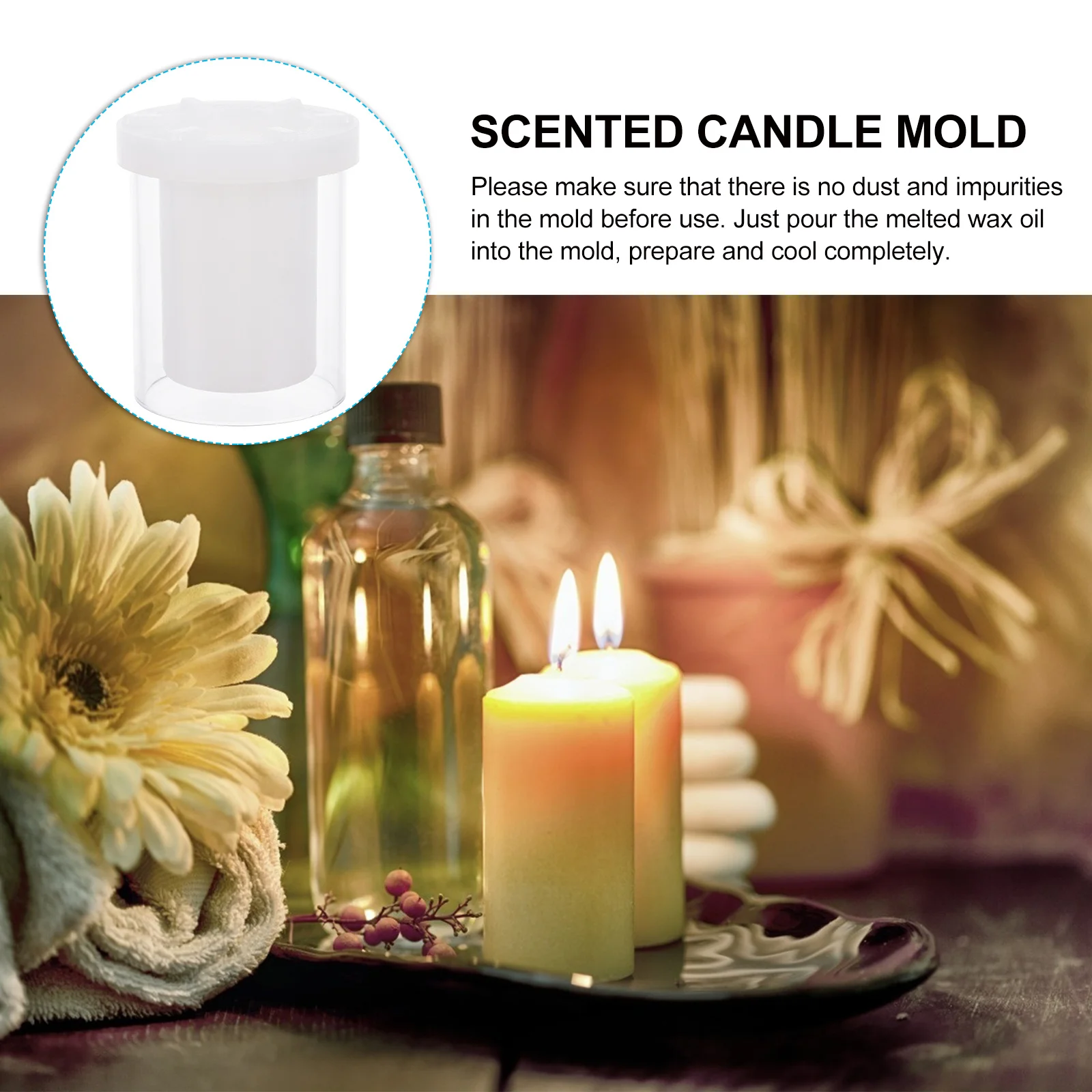 

Plastic Cylinder Mold Hollow Durable Flexible DIY Scented Mold Practical for Aromatherapy Decoration