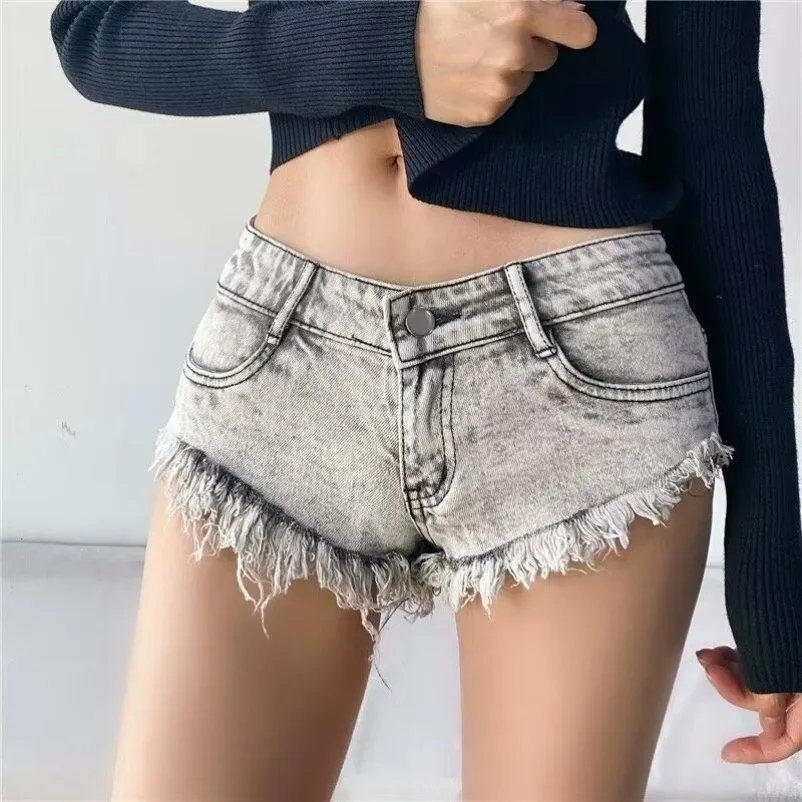 

Summer Women Sexy Low Rise Denim Shorts High Elastic Butt Lifting Hot Pants Beach Triangle Shorts Fashion Stretchy Jeans Shorts