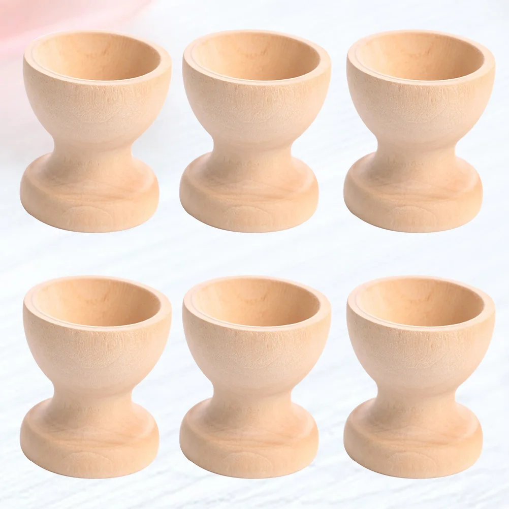 

6pcs Wooden Egg Holder Unpainted Cups Stacker Game Kids Kitchen Tool Breakfast Storage Bamboo Restaurant Home Wax for Boiled