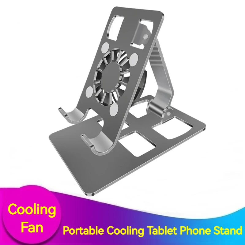 Universal Metal Cooling Fan Phone Stand For Iphone 15 14 13 12 Pro Max Samsung Cooler Tablet Holder Soporte Movil Support Ipad